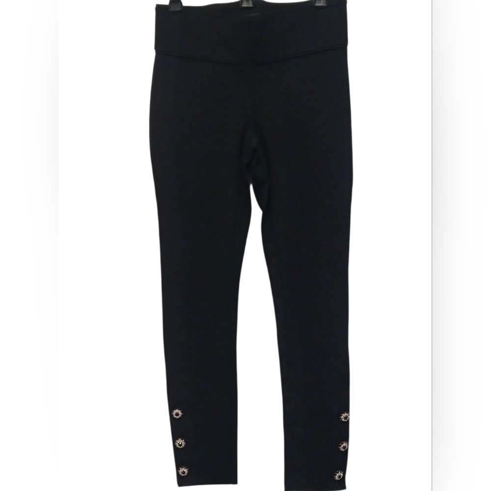One 5 One -NWOT Ladies Black Skinny Dress Pants Faux Diamond & Ruby On Leg Cuffs